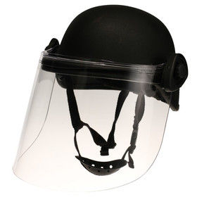 Paulson Manufacturing DK5 Riot Face Shield for PASGT style helmets is made from clear polycarbonate that repels liquids and won't distort vision.